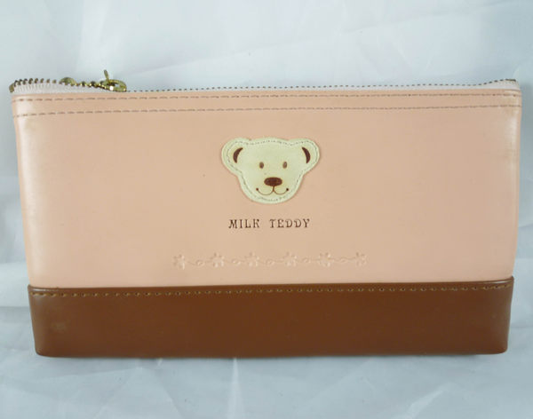【震撼精品百貨】MILK TEDDY 泰迪熊 皮製筆袋 咖啡 震撼日式精品百貨