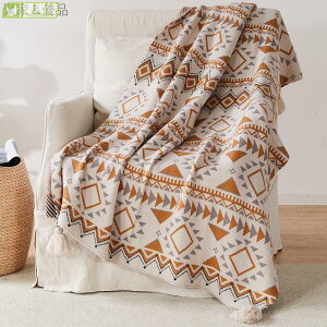 居家裝飾 針織提花毛毯阿茲特克披肩毯腈綸午睡毯子冬季裝飾毛毯沙發毯蓋毯空調毯裝飾毯地毯