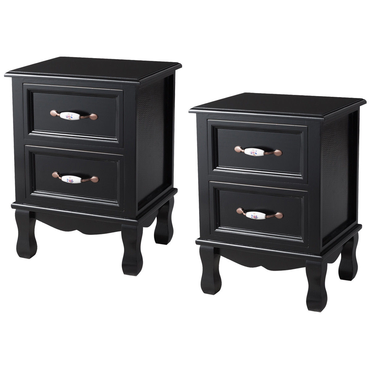 Costway: Costway 2PCS 2 Drawers Nightstand End Side Table Storage