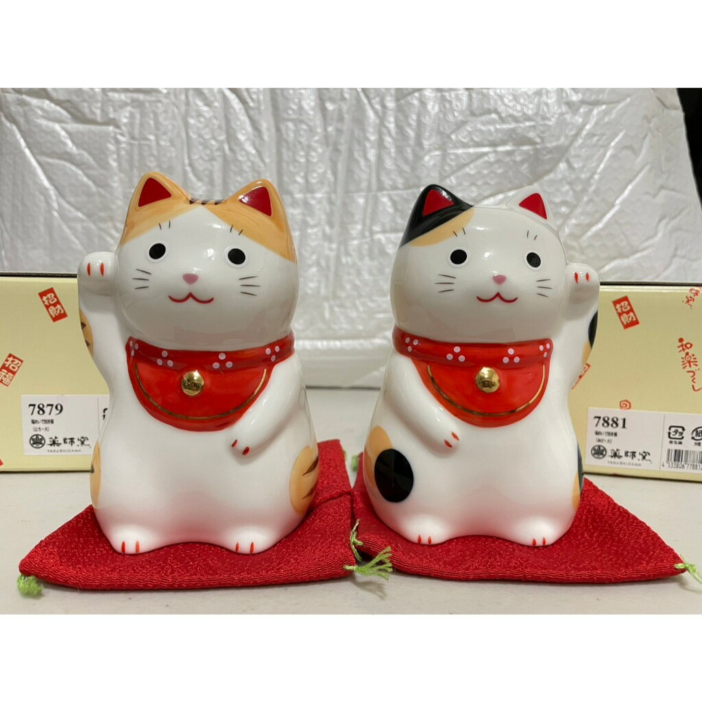 日本藥師窯 招福招財貓 透明釉 瓷器 祈福大開運 陶藝 裝飾 擺飾 幸運迎賓貓 日式雜貨 吉祥物【花屋】 8