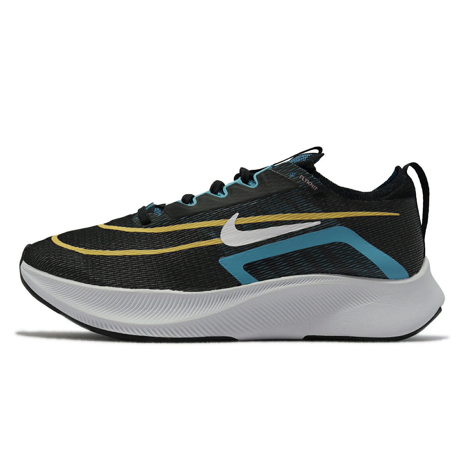 Nike 慢跑鞋 Zoom Fly 4 男鞋 黑 藍 黃 針織 Flyknit 透氣 輕量 襪套式 碳板鞋