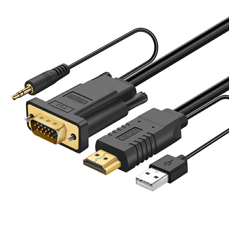 【易控王】1~20米 HDMI轉VGA轉接線 帶3.5mm音訊線 1080P 雙螢幕 多層保護