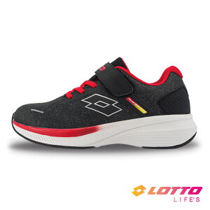 LOTTO樂得-義大利第一品牌 童鞋 輕步 防潑水 輕量 跑鞋 運動鞋 [LT3AKR7190] 黑紅【巷子屋】