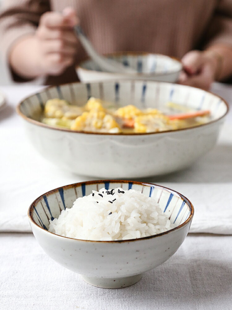 日式新款復古和風釉下彩餐具花火陶瓷家用碗盤碟米飯碗面碗碗套裝