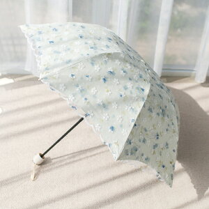 遮陽傘 雙層防曬防紫外線小清新女神蕾絲雨傘折疊晴雨兩用黑膠遮陽太陽傘