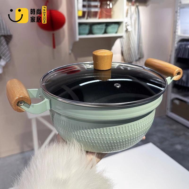 工廠現貨 免運 炒菜鍋 家用鍋 鍋具 麥飯石家用小號湯鍋不粘鍋電磁爐燃氣灶通用雙耳燉鍋蒸煮鍋泡面鍋特惠/工廠直銷 售後保障s5310