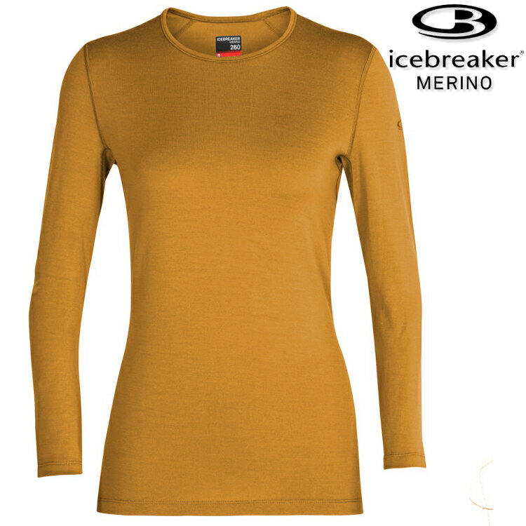 Icebreaker Tech BF260 女款 圓領長袖上衣/美麗諾羊毛排汗衣 104387 556 米駝黃