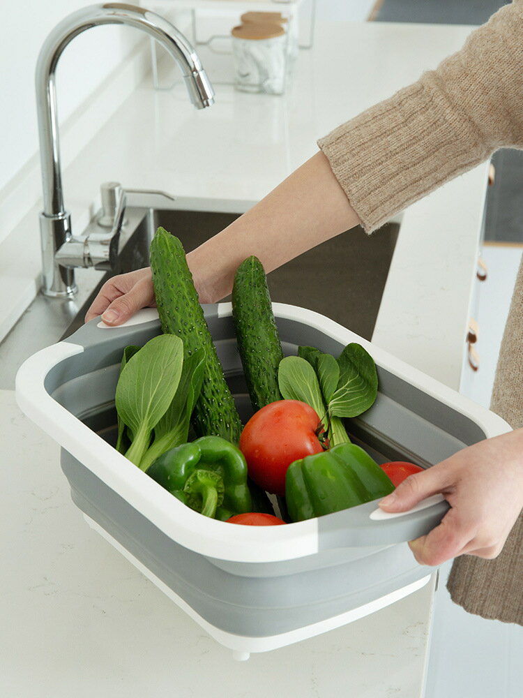 多功能折疊洗菜盆瀝水籃廚房洗菜籃創意洗菜籃收納筐