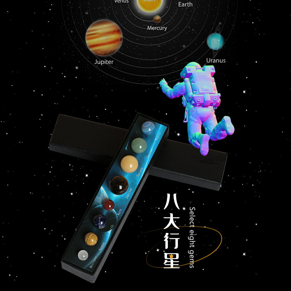 超美【八大行星水晶原石】擺飾禮盒 送禮超加分 銀河系 宇宙 礦石 入厝禮 自家擺飾 交換禮物 開運 轉運 改善磁場 寶石
