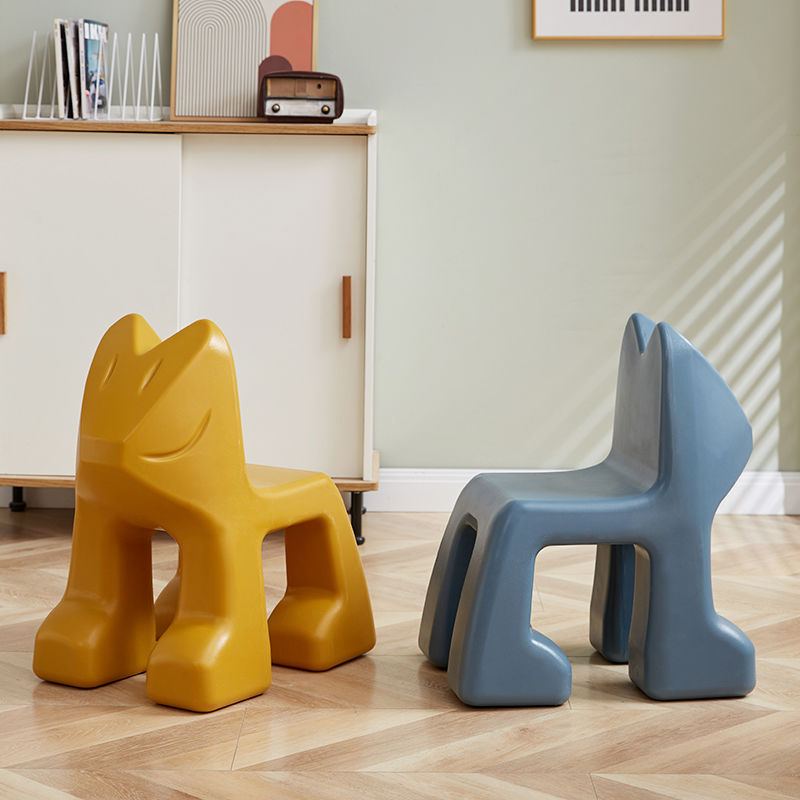 免運開發票 北歐網紅小凳子卡通動物座椅塑料加厚兒童椅子幼兒園創意矮凳家用-快速出貨