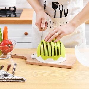 廚房水果沙拉切割碗懶人拌沙拉神器塑料帶蓋蔬菜盆加厚切菜分割器
