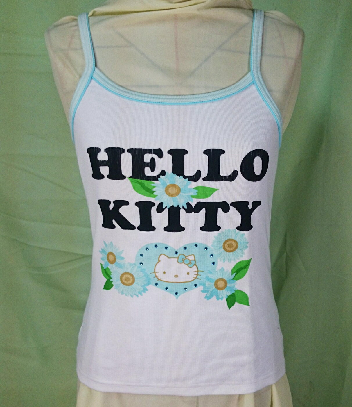 【震撼精品百貨】Hello Kitty 凱蒂貓 細肩花粉 背心 藍 震撼日式精品百貨