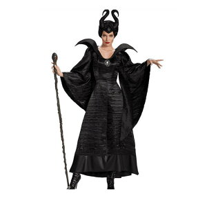 S-3XL 大碼歐美萬聖節服飾 沉睡魔咒黑暗女巫服裝 牛角巫婆裝製服