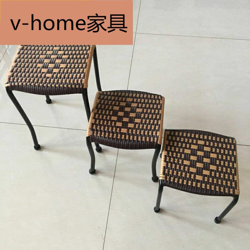 藤編凳子編織椅子塑料矮凳小板凳換鞋凳家用兒童方凳成人戶外餐凳