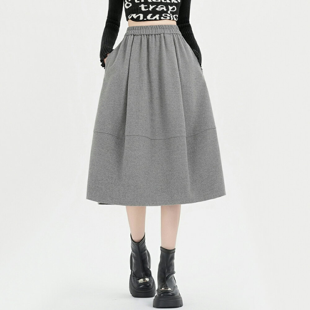 ＊ORead＊百搭修身高腰毛呢A字半身裙(3色S~XL) 薄859