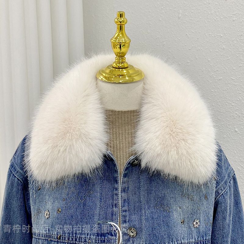 【買一送一】方領假領子白色羽絨服毛領大衣毛領單賣模擬狐貍毛單買男女通用 森馬先生旗艦店