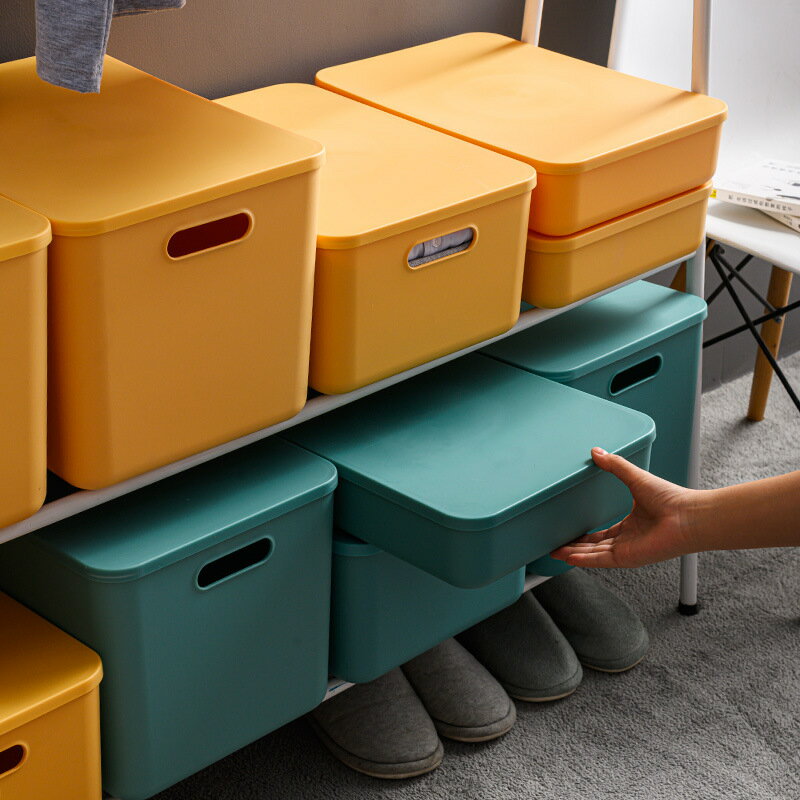 馬卡龍色雜物收納盒零食儲物筐塑料家用整理廚房儲物筐教室書箱
