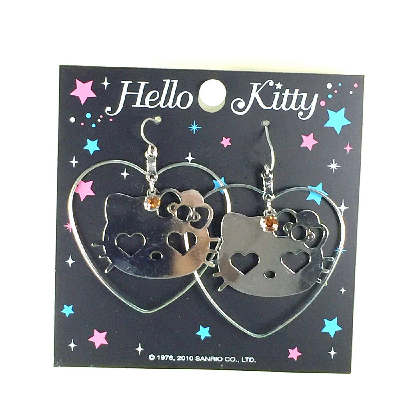 【震撼精品百貨】Hello Kitty 凱蒂貓 造型耳環-大臉愛心造型 震撼日式精品百貨