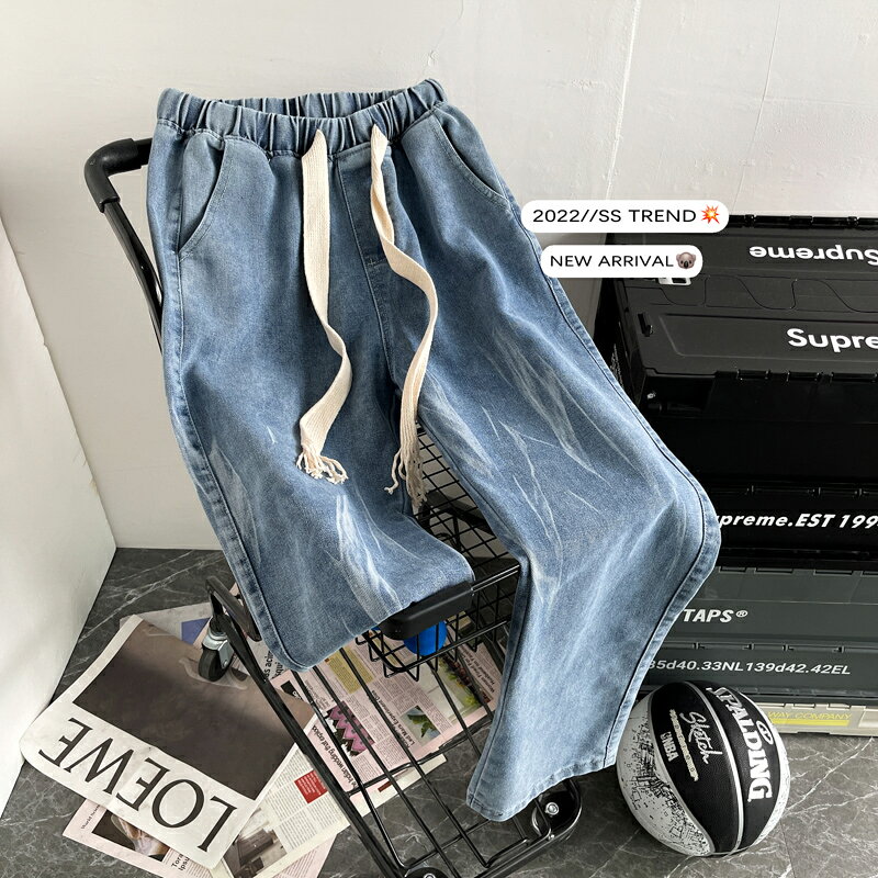 九分牛仔褲子男夏季薄款潮牌ins潮直筒寬松百搭高街闊腿休閑長褲