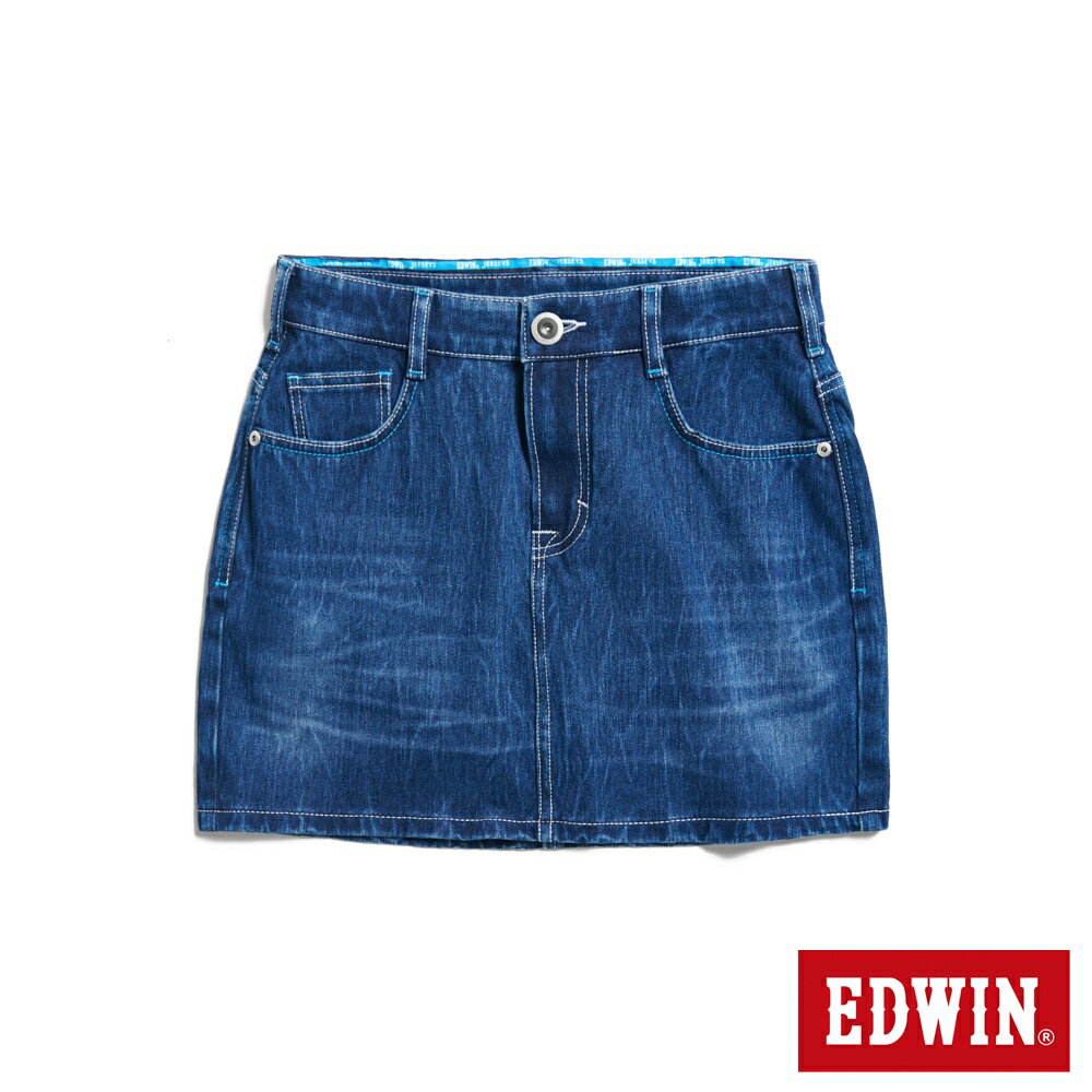 EDWIN 迦績JERSEYS 超特彈力丹寧短裙-女款 石洗綠