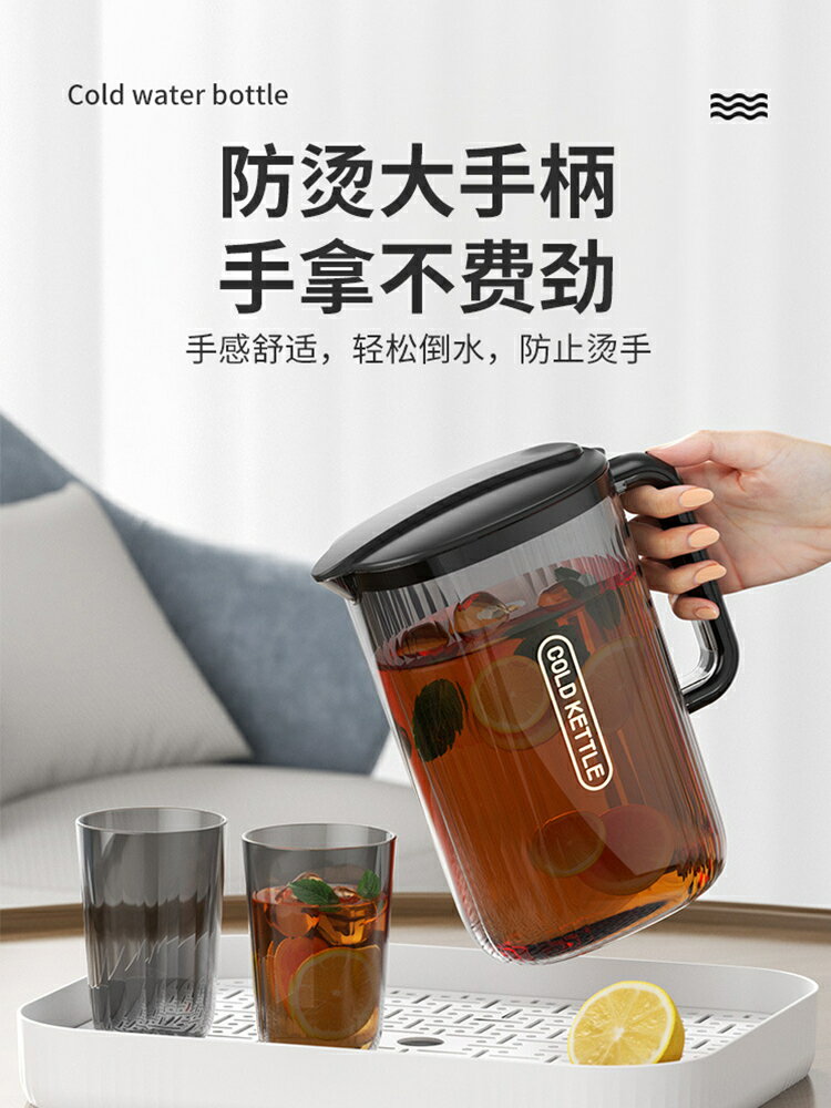 冷水壺耐高溫家用透明大容量儲水壺食品級茶壺涼水壺白開水壺套裝