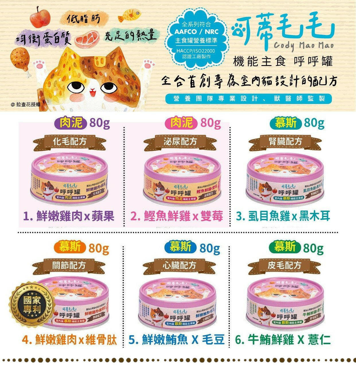 可蒂毛毛 呼呼罐 機能主食貓罐 80g 肉泥罐 慕斯罐 低磷罐 貓主食罐 機能罐 貓咪濕食 貓罐 台製貓罐