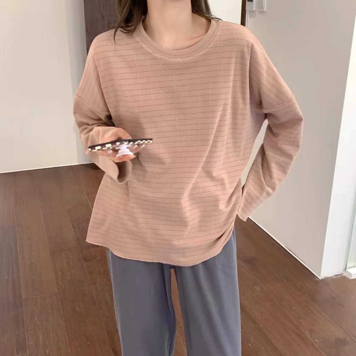 長袖睡衣夏睡衣春秋季模擬絲大碼寬松家居服女冰絲短袖長褲薄款性感兩件套【倪醬小鋪】【淘夢屋】