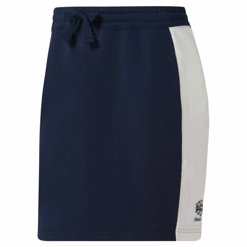 REEBOK CLASSICS JERSEY SKIRT 女裝 褲裙 棉質 腰帶 彈性 休閒 舒適 藍【運動世界】DH1353