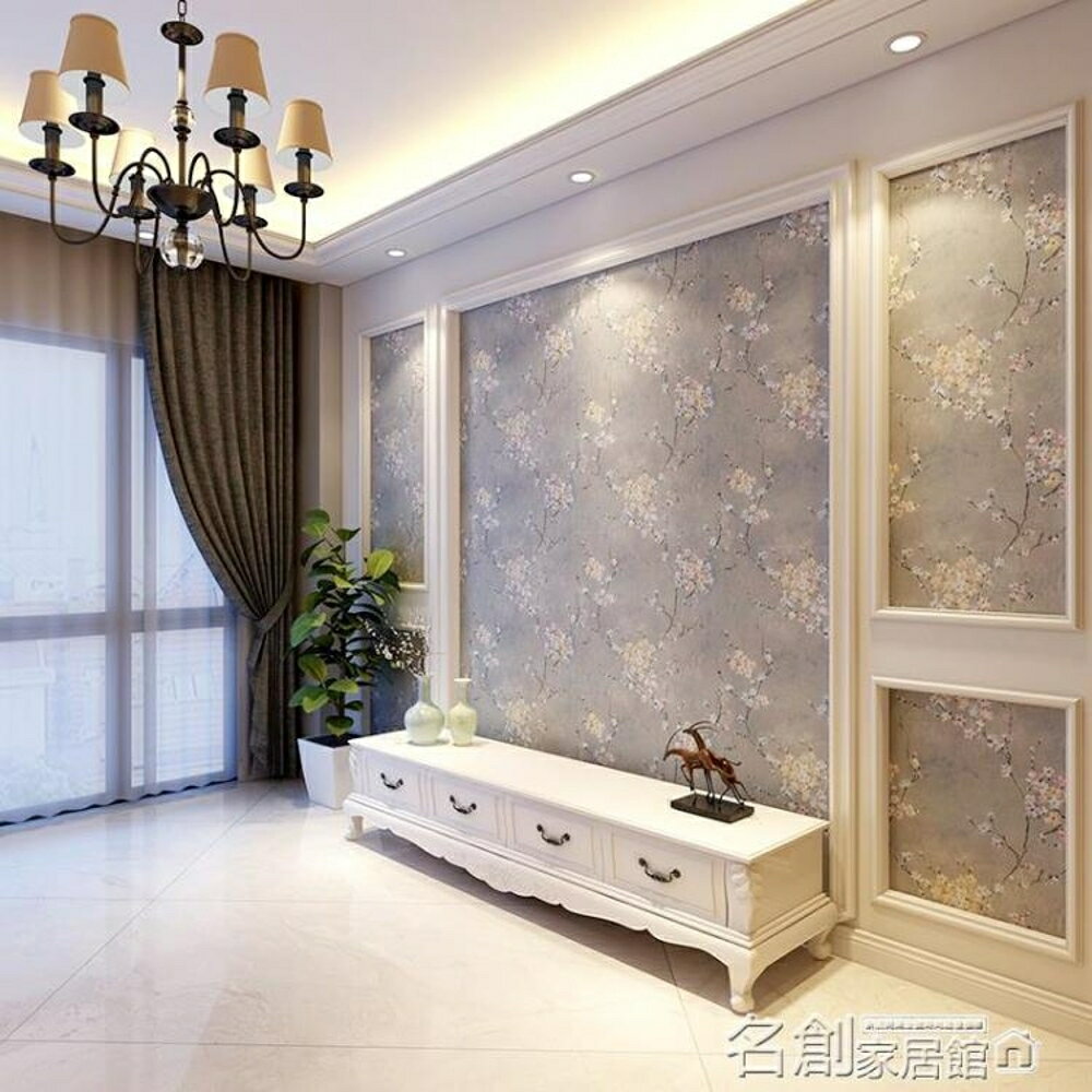 高檔印花無紡布背景墻紙臥室美式現代簡約歐式客廳電視背景墻桌布 名創家居館DF