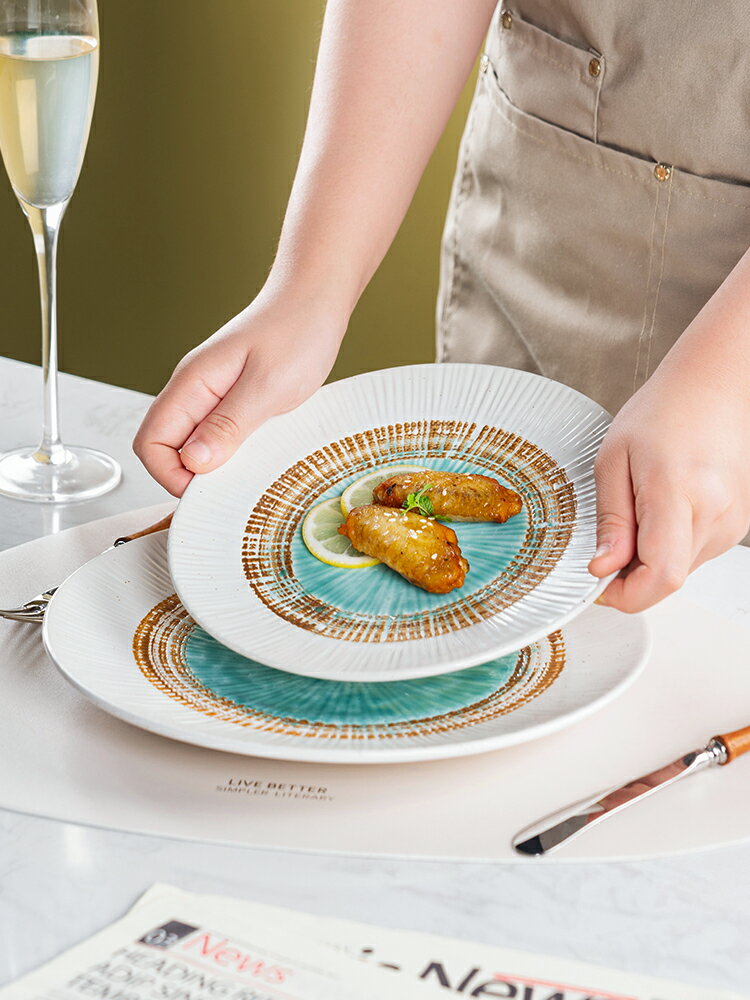 日式陶瓷牛排盤子白色餐盤 創意網紅菜盤西餐餐具刀叉盤
