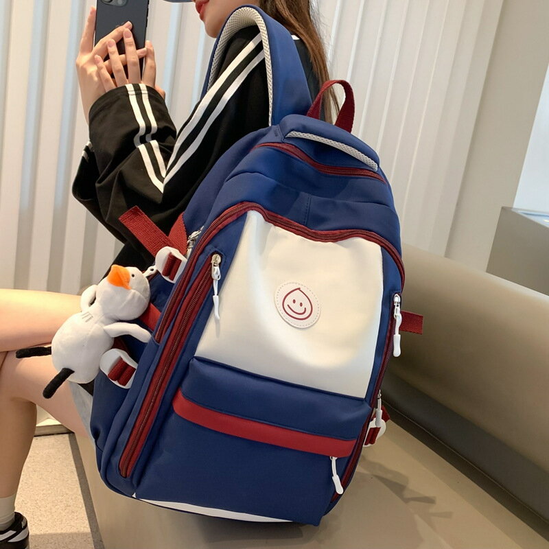 新款學生雙肩包韓版時尚拼色日系校園書包大容量旅行電腦背包批發204