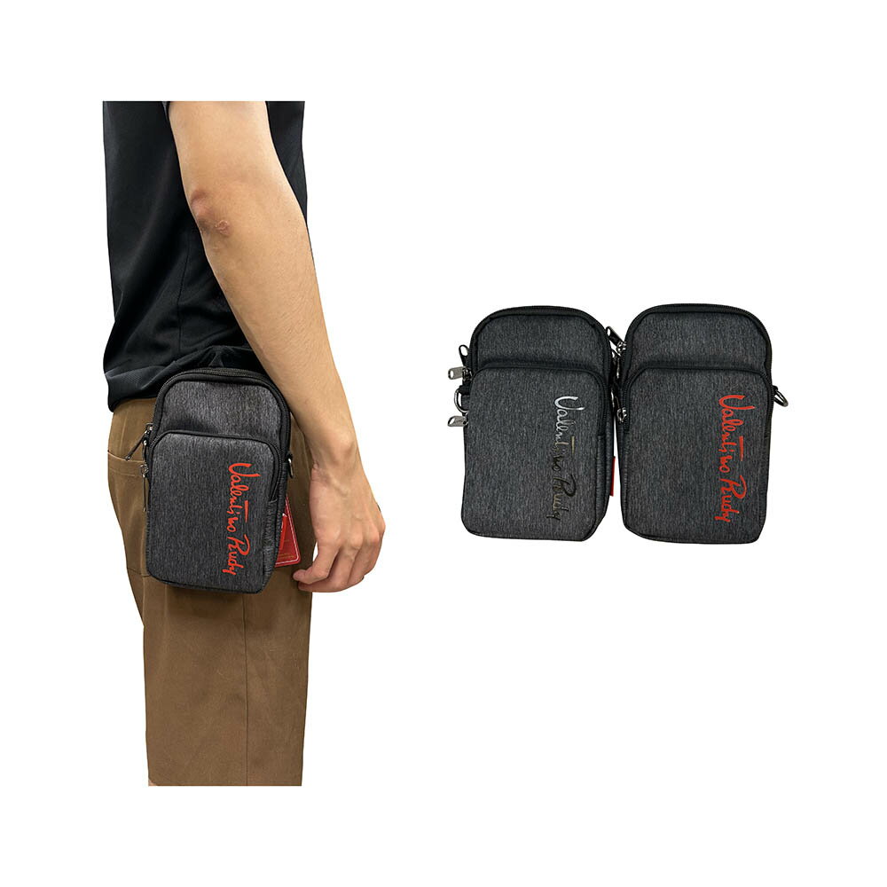 ~雪黛屋~Valenli 腰掛包大容量7.5手機主袋+外袋共三層穿皮帶固定VW1143