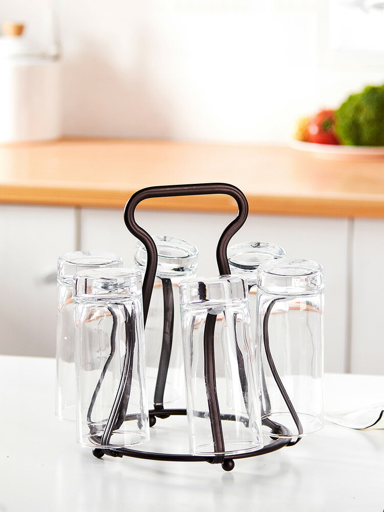 日式創意杯架鐵藝水杯架子玻璃杯瀝水架家用客廳水杯掛架置物架