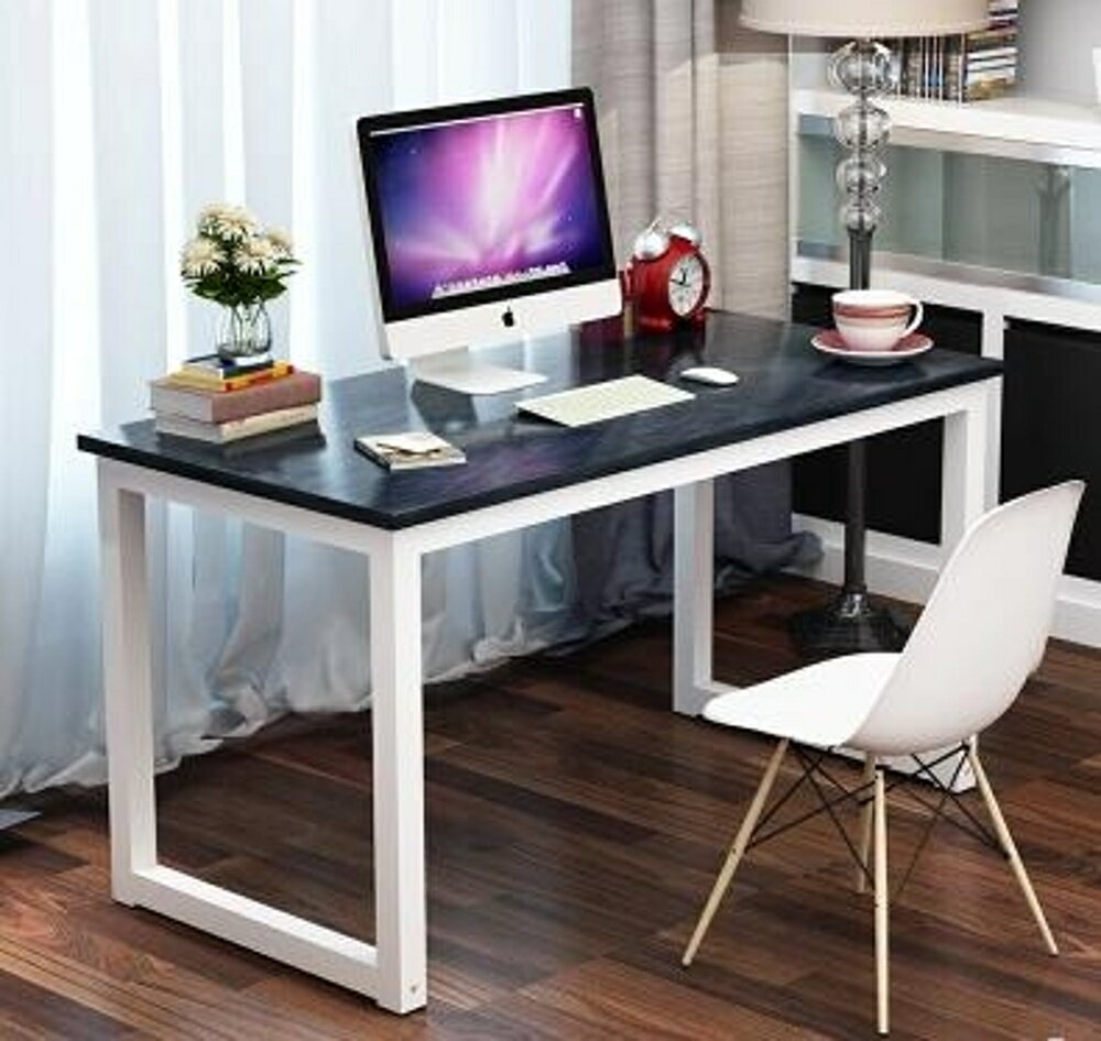 簡約現代鋼木桌家用電腦桌台式桌書桌學生寫字台雙人辦公桌會議桌MKS印象部落