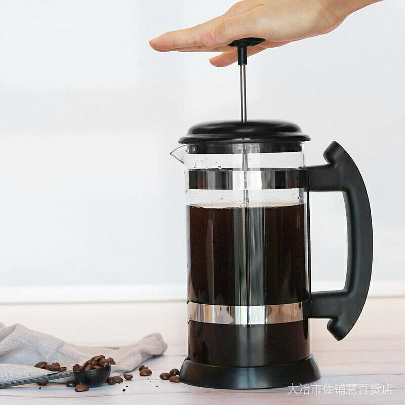（咖啡用品與配件）古早帶濾網1000ML玻璃法壓咖啡/沖茶壺濾壓壺