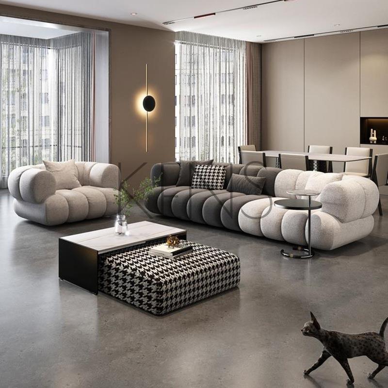 【KENS】沙發 沙發椅 意式輕奢科技布L型轉角沙發 現代簡約設計師款三人羊羔絨布藝沙發
