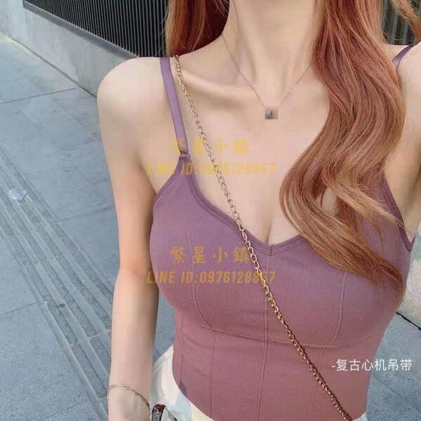 吊帶內衣女復古心機美背吊帶背心女帶胸墊抹胸外穿打底防走光【繁星小鎮】