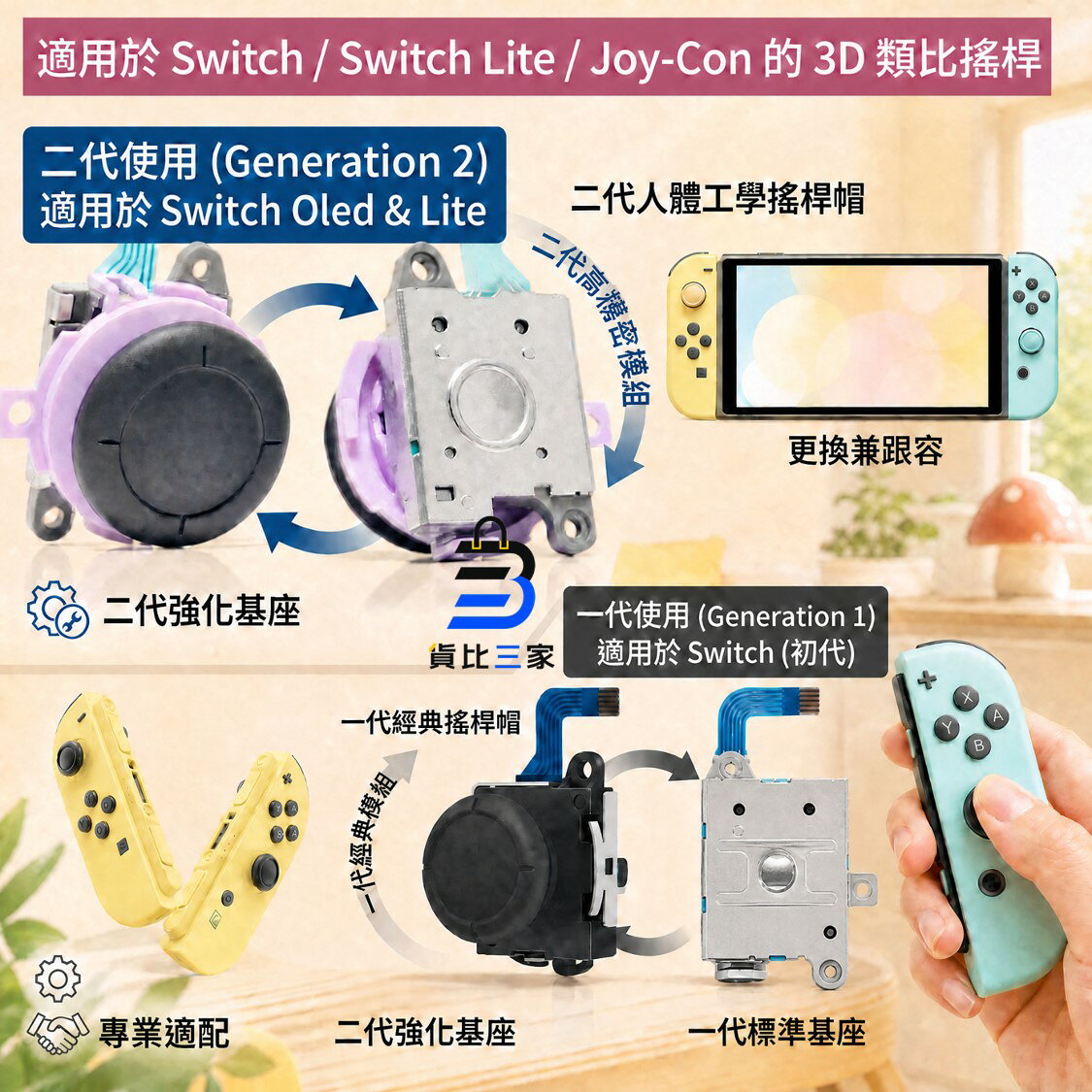 Switch搖桿維修 DIY維修 JoyCon 類比搖桿 香菇頭 蘑菇頭 手把 漂移更換 零件 1代 2代 控制桿模組