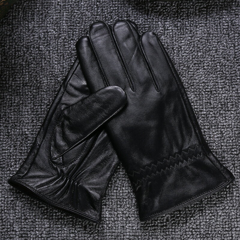 冬季男士頭層真羊皮加絨加厚保暖時尚皮手套「新年特惠」