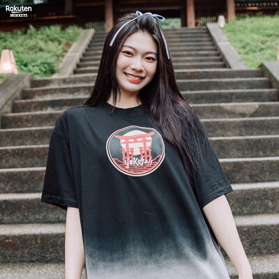 YOKOSO桃猿 渲染漸層短T-黑