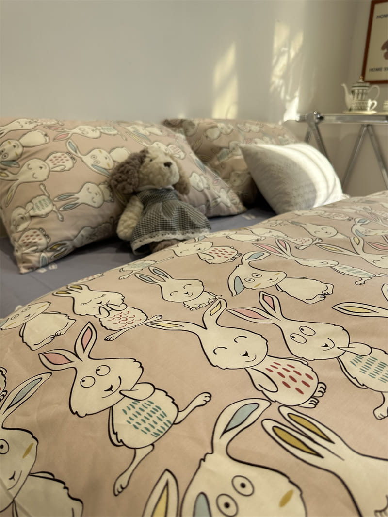 四季通用兔子系列全棉床包四件套