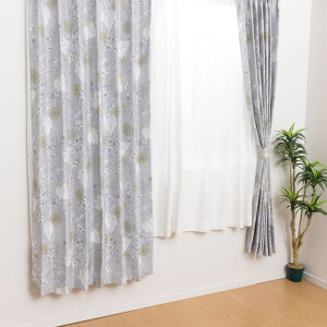 遮光2級 隔熱 窗簾兩件組 LEAF GY 100×200×2 NITORI宜得利家居