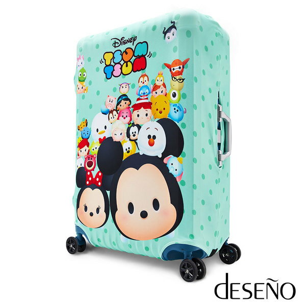 <br/><br/>  【加賀皮件】Deseno Disney 迪士尼 TSUMTSUM 彈性 收納式箱套 行李箱套 L號 藍綠 B1129-0006<br/><br/>