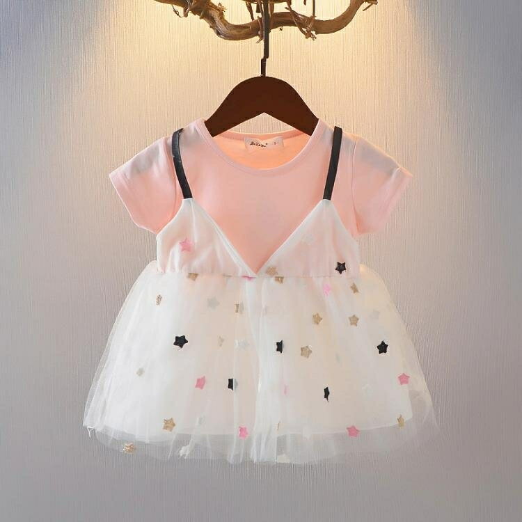 兒童連身裙 2020童裝女童連身裙兒童時尚柔美夏裝裙子女寶寶公主裙新款紗紗裙