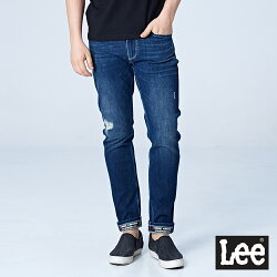 Lee 705中腰標準舒適小直筒牛仔褲/UR-中深藍
