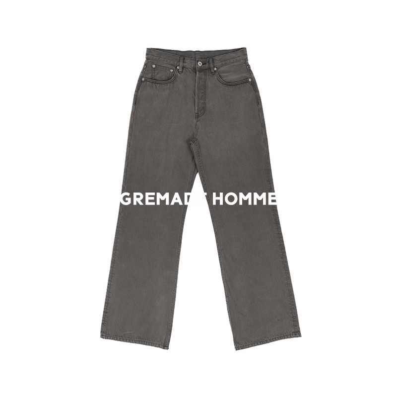 GREMADE 2021M版型洗水黑藍灰寬鬆直筒微喇牛仔褲 CLEAN FIT