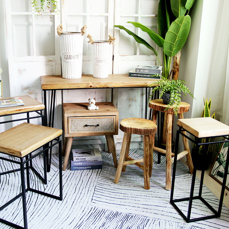 創意實木手工裝飾小桌子凳子擺設置物架造景拍照攝影道具家居飾品