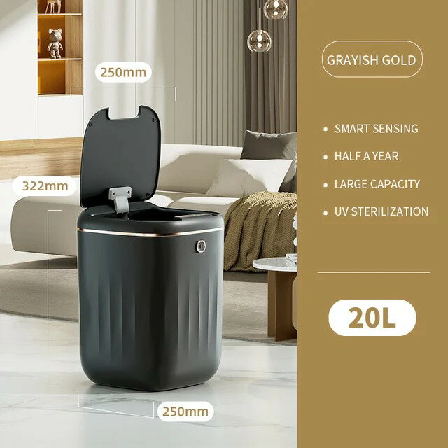 【日本代購】智慧垃圾桶，自動感應垃圾桶容量，廚房衛浴垃圾桶 20L
