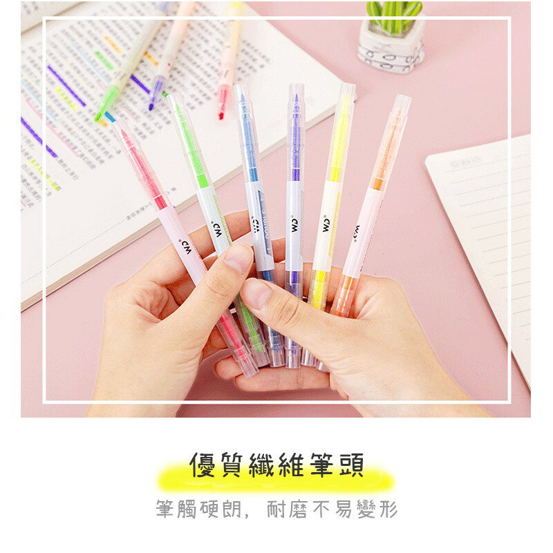 雙頭螢光筆【E018】台灣出貨 居家  螢光筆 雙頭 記號筆 畫重點 文具 魔術螢光筆 糖果色筆 筆 禮品贈品 2