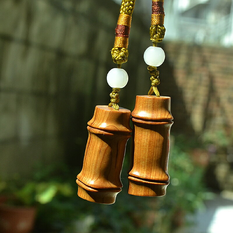 紅豆杉木雕竹節節高升手把件文玩手把玩件實木質雕刻鑰匙扣掛件 0